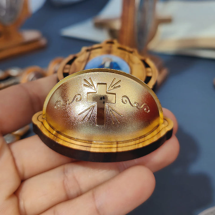 Christianartworkshop Béniten en bois d'olivier, médaille miraculeuse, Assomption de Notre-Dame - image 3