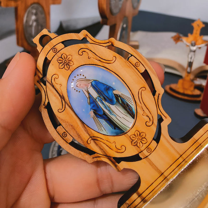 Christianartworkshop Béniten en bois d'olivier, médaille miraculeuse, Assomption de Notre-Dame - image 2