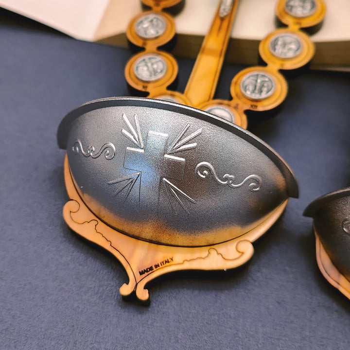 Christianartworkshop Bénitier de Damien, Station du Chemin de Croix en Bois d'Olivier - image 3