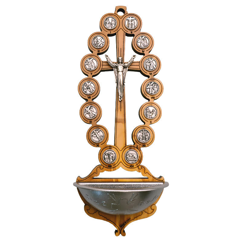 Christianartworkshop Bénitier de Damien, Station du Chemin de Croix en Bois d'Olivier - image 4