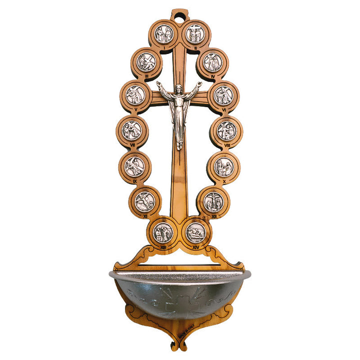 Christianartworkshop Bénitier de Damien, Station du Chemin de Croix en Bois d'Olivier - image 4