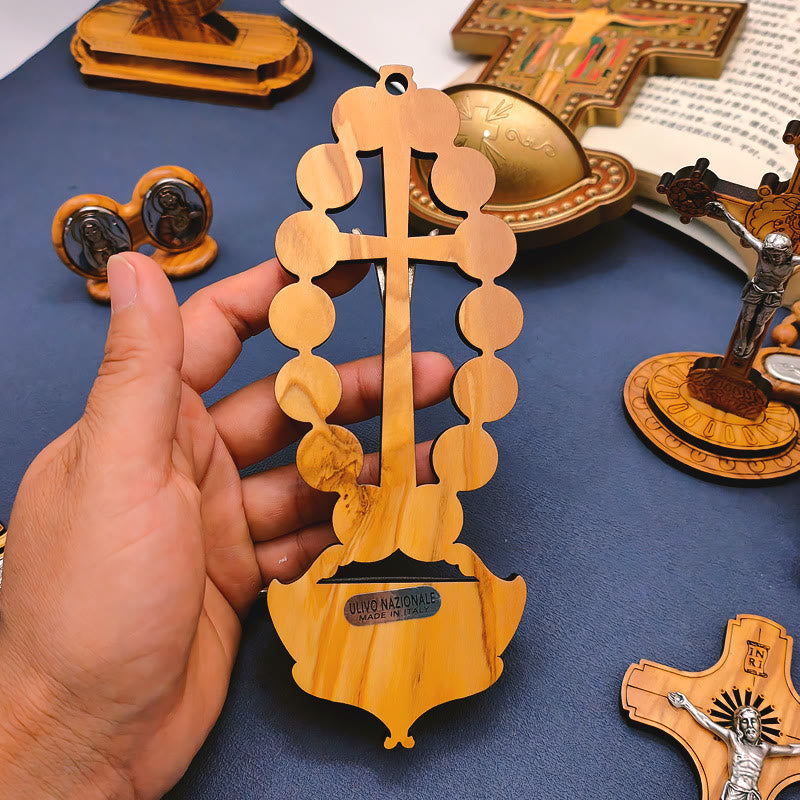 Christianartworkshop Bénitier de Damien, Station du Chemin de Croix en Bois d'Olivier - image 2