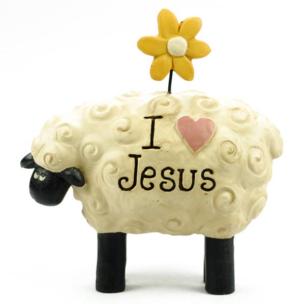Christianartworkshop J'aime Jésus. Le Seigneur est mon berger. Adorable petite décoration de bureau en forme de mouton. - Moutons - J'aime Jésus - image 0