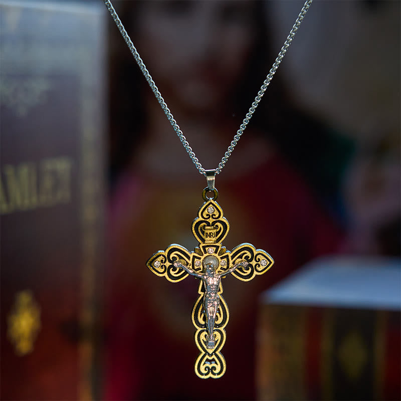 Christianartworkshop Ensemble de 6 pierres précieuses de couleur 3 - Croix de la Trinité avec pendentif en perle - image 7