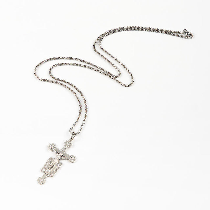 Christianartworkshop Collier pendentif exclusif artisanal représentant un crucifix de Jésus avec des anges bénissants - image 4