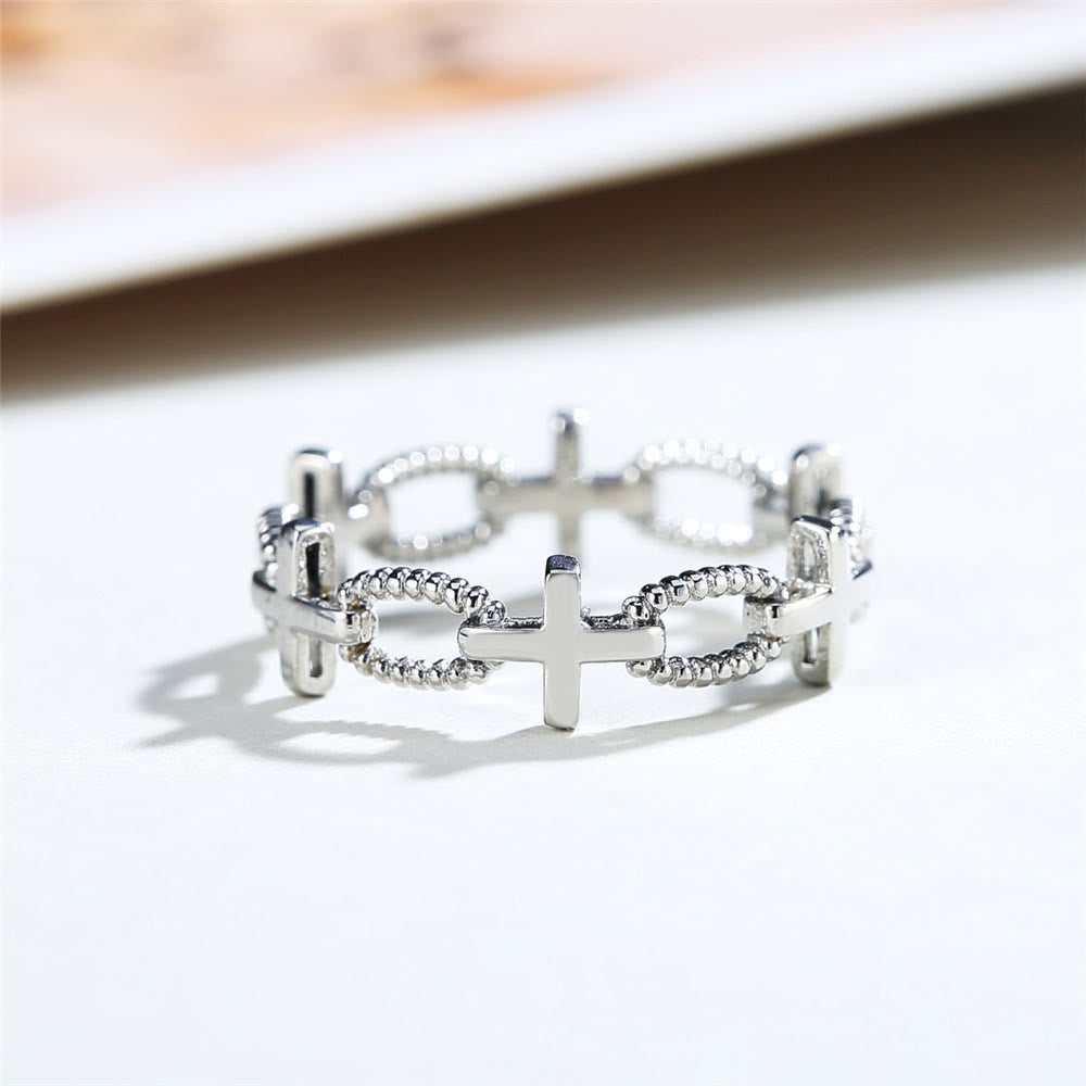 Bague de foi gravée d'une croix, style rétro minimaliste, Christianartworkshop - image 1