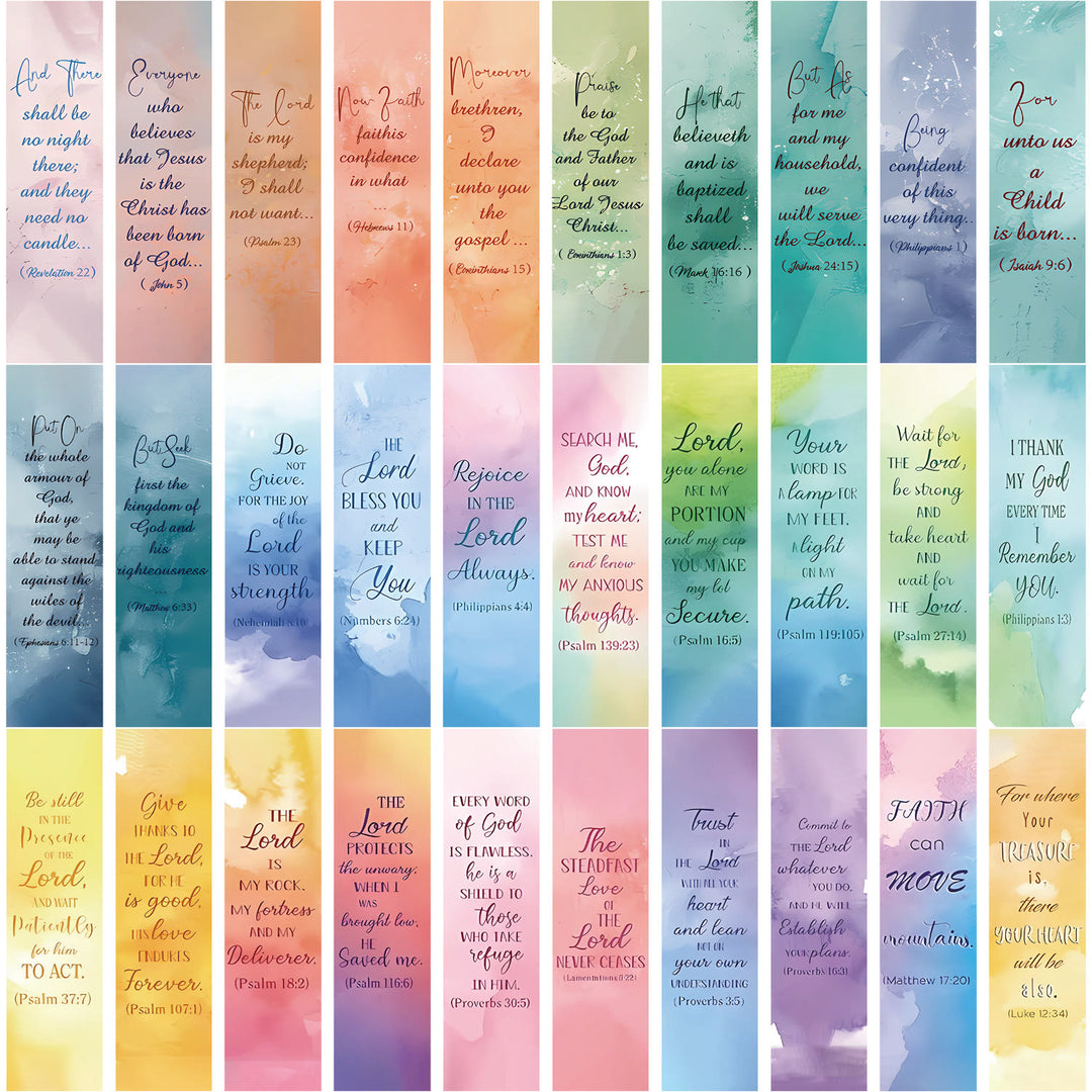 Christianartworkshop Lot de 30 marque-pages aquarelle avec versets bibliques et citations inspirantes - 30 pièces/ensemble - image 0