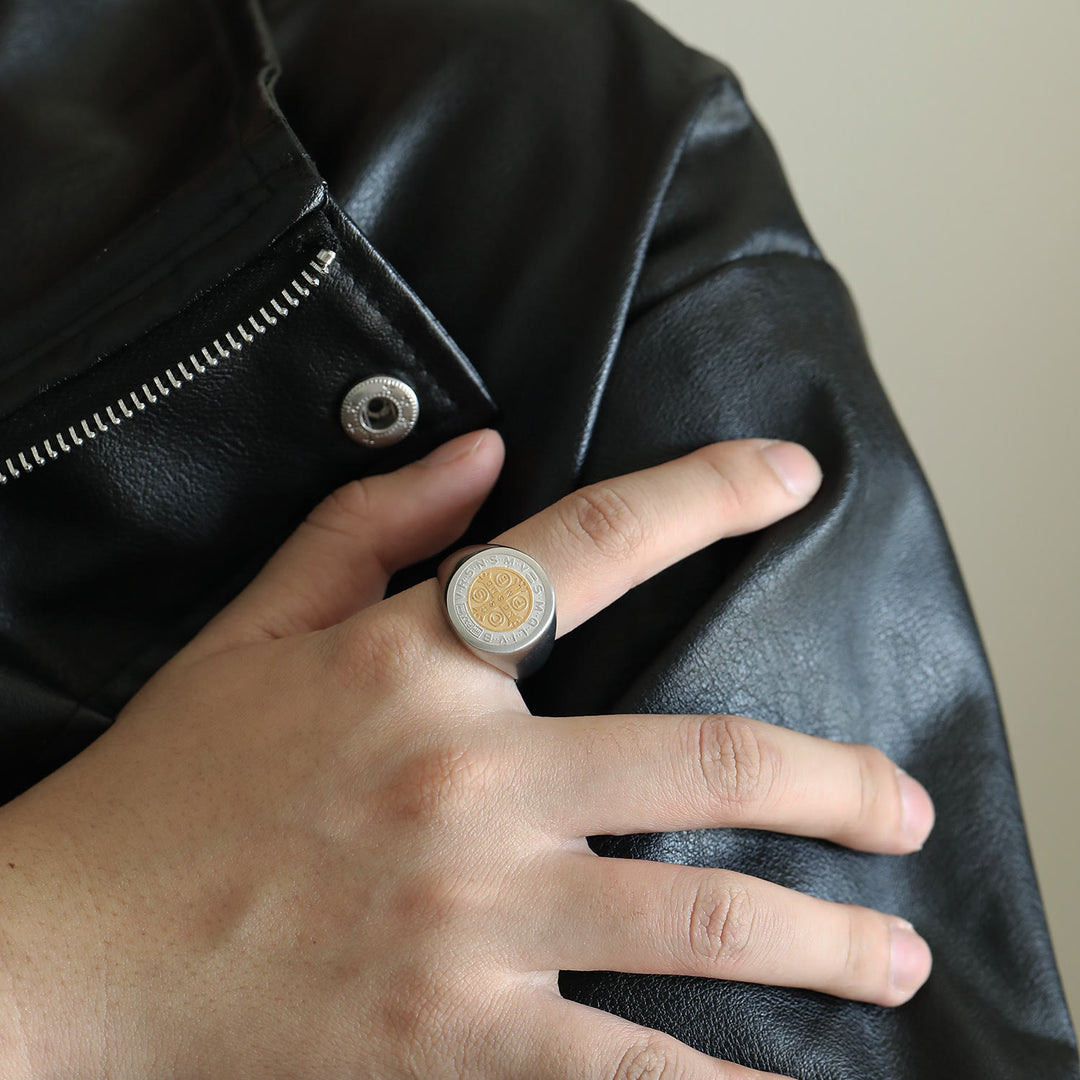 Christianartworkshop - Bague de protection gravée avec le symbole de Saint Benoît, style rétro classique, disponible en 8 modèles - Argent-or-2 - US 14 - image 7