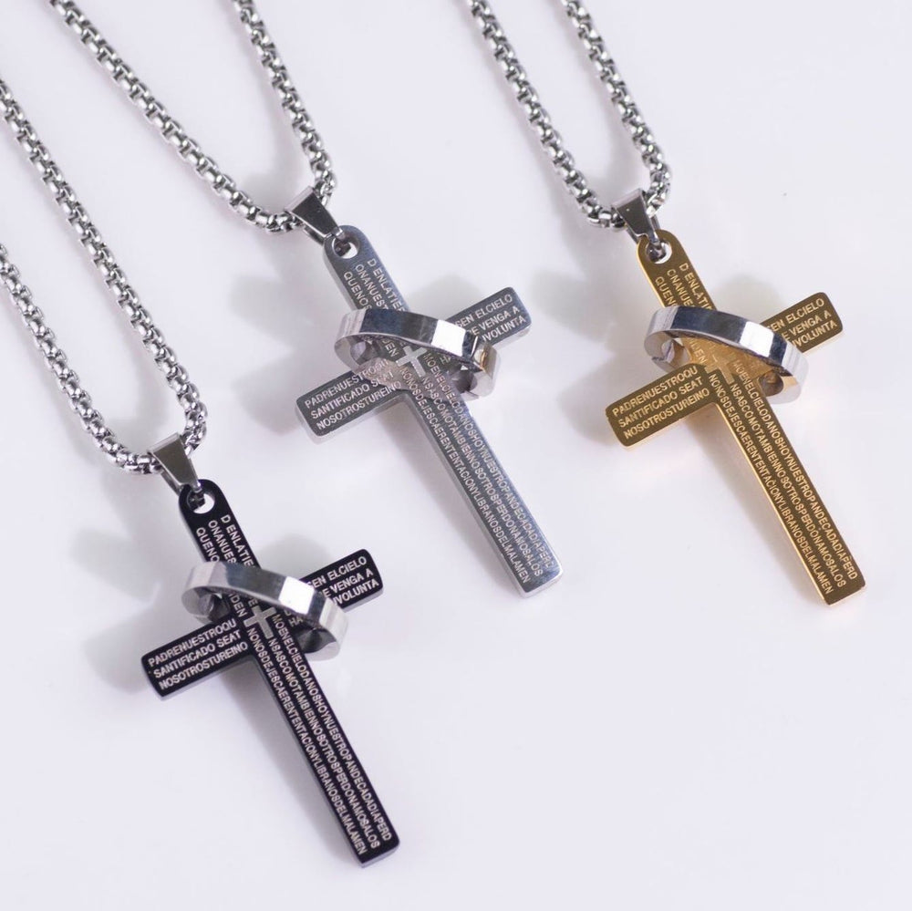 Christianartworkshop Collier pendentif minimaliste croix avec anneau et verset biblique, symbole de foi - image 1