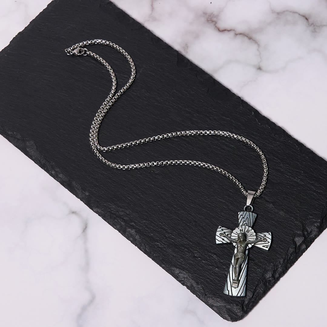 Christianartworkshop Collier pendentif en acier titane avec motif d'arbre style rétro et croix de Jésus - image 4