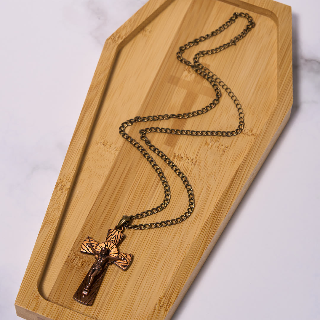 Christianartworkshop Collier pendentif en acier titane avec motif d'arbre style rétro et croix de Jésus - image 15