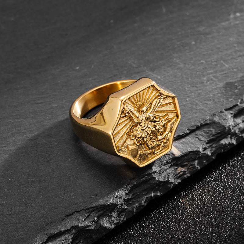 Bague exclusive Christianartworkshop représentant l'archange Saint Michel - Expression de la foi au quotidien - image 2