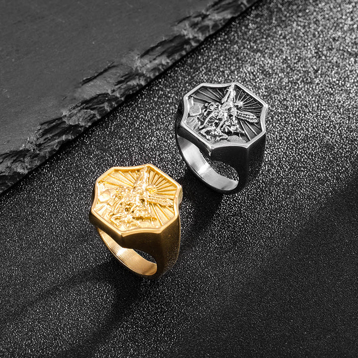 Bague exclusive Christianartworkshop représentant l'archange Saint Michel - Expression de la foi au quotidien - image 3