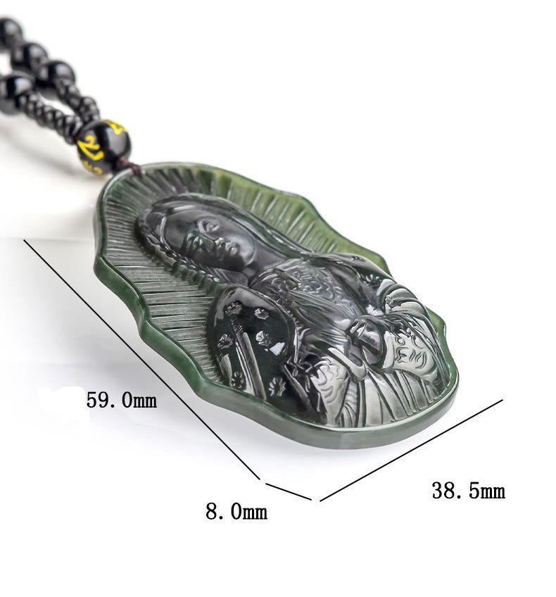 Christianartworkshop Collier en jade noir de Notre-Dame de Guadalupe Hetian - Un emblème de dévotion sacrée - image 5