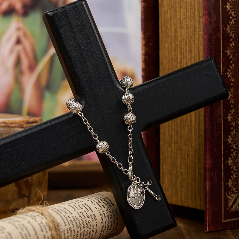 Bracelet ajustable simple et décontracté avec médaille miraculeuse et crucifix de Christianartworkshop - image 3