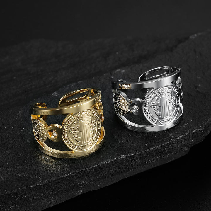 Christianartworkshop Bague Saint Benoît - Protection divine et bénédictions éternelles - image 0