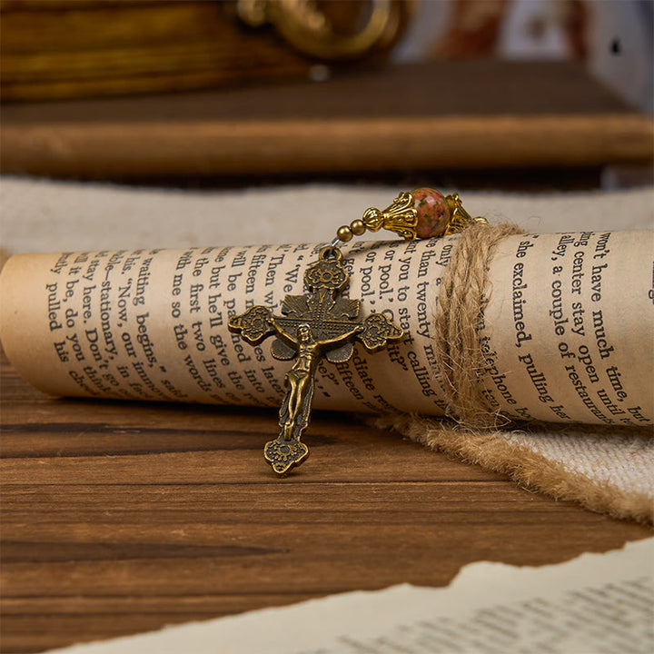 Christianartworkshop Jésus est le cadeau : Chapelet en pierre de chrysocolle fait main avec carte cadeau - image 14