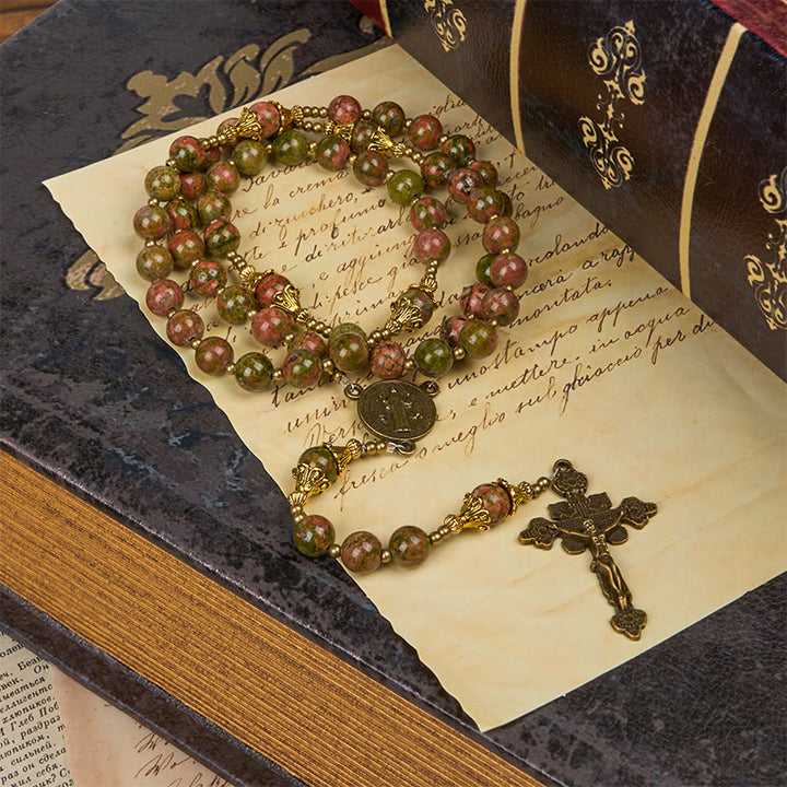 Christianartworkshop Jésus est le cadeau : Chapelet en pierre de chrysocolle fait main avec carte cadeau - image 10