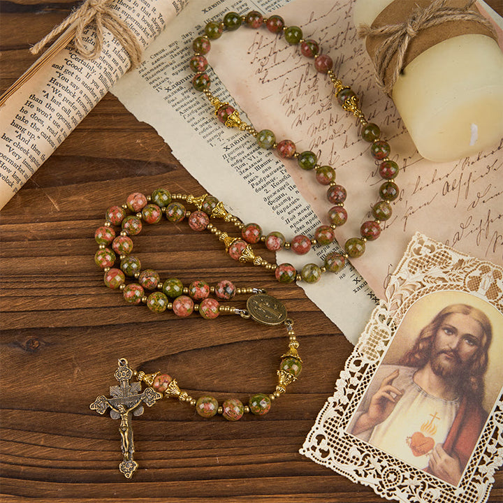 Christianartworkshop Jésus est le cadeau : Chapelet en pierre de chrysocolle fait main avec carte cadeau - image 9