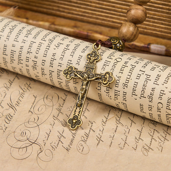 Christianartworkshop Chapelet artisanal en bois d'agar et métal, perles nuageuses de 10 mm - Un mélange sacré de tradition et de foi - image 7