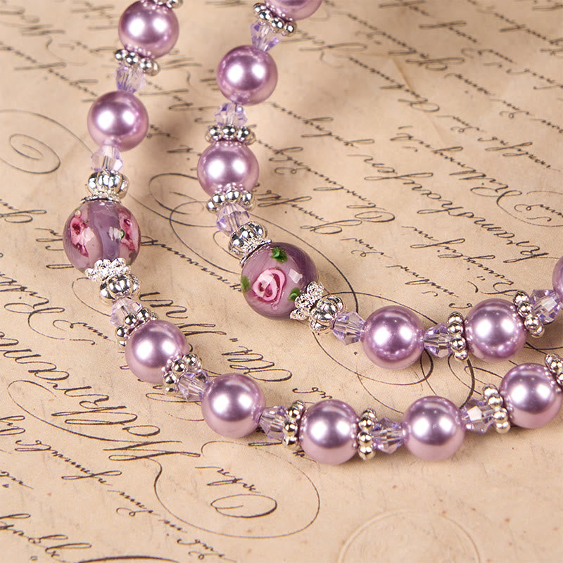Christianartworkshop Médaille miraculeuse et crucifix, perle violette de 8 mm et cristal, chapelet fait main - Perles sacrées pour la prière - image 5