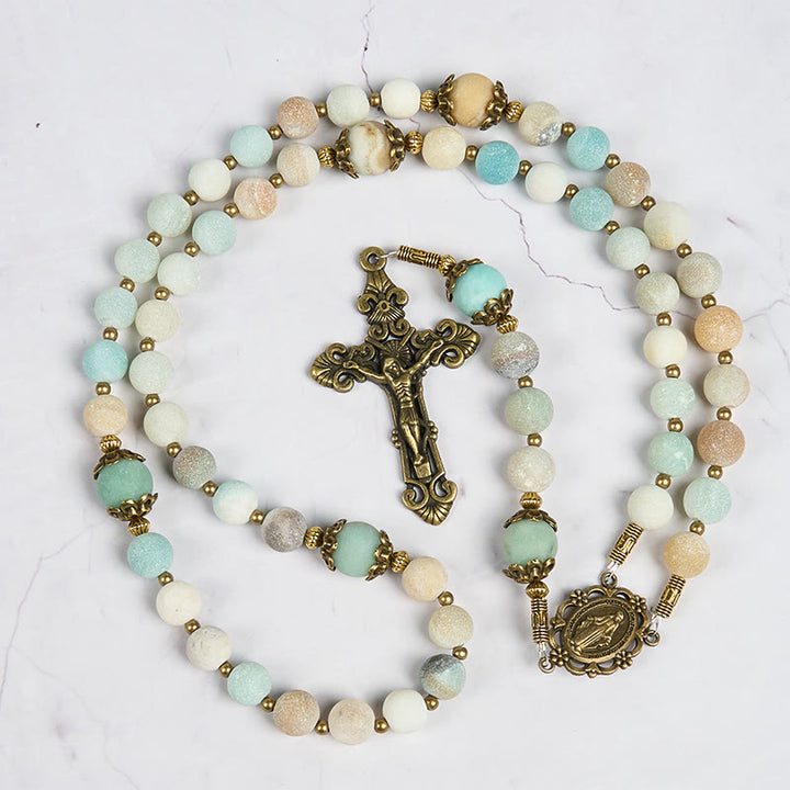 Christianartworkshop Chapelet artisanal en amazonite mate de 8 mm - Un symbole de dévotion intemporel - image 11