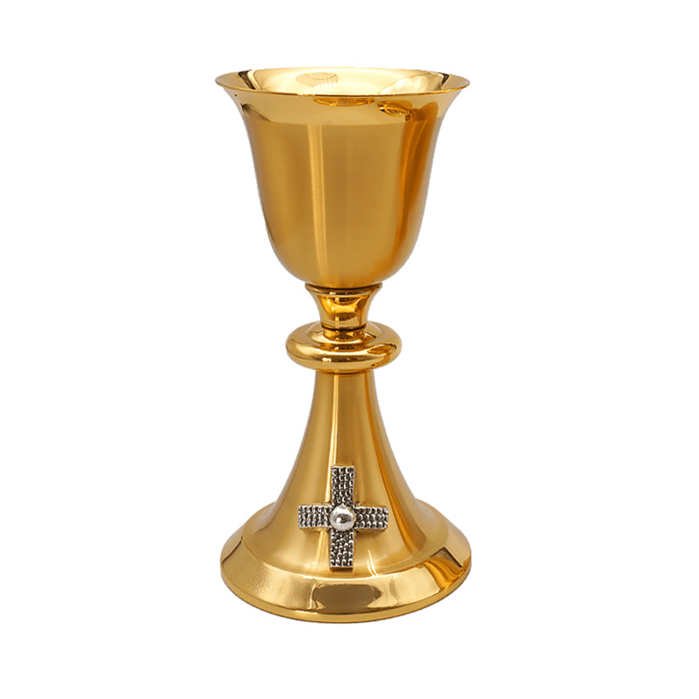 Christianartworkshop Calice et pyxide exquis, ornés d'une croix et de couleur or – Vases divins pour la communion sacrée - image 2