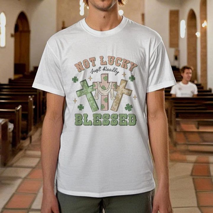 T-shirt Christianartworkshop « Pas chanceux, juste béni » inspiré par la foi - image 7