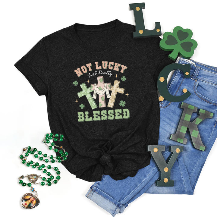 T-shirt Christianartworkshop « Pas chanceux, juste béni » inspiré par la foi - Noir - 2XL - image 8