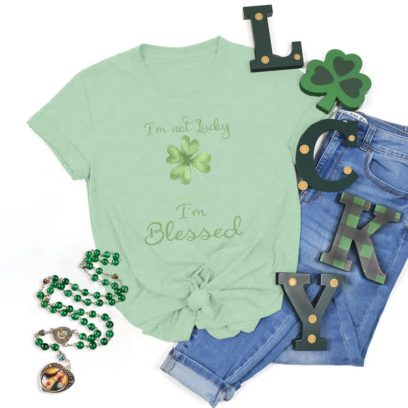 T-shirt Christianartworkshop « Je ne suis pas chanceux, je suis béni » inspiré par la foi - Vert clair - 2XL - image 5