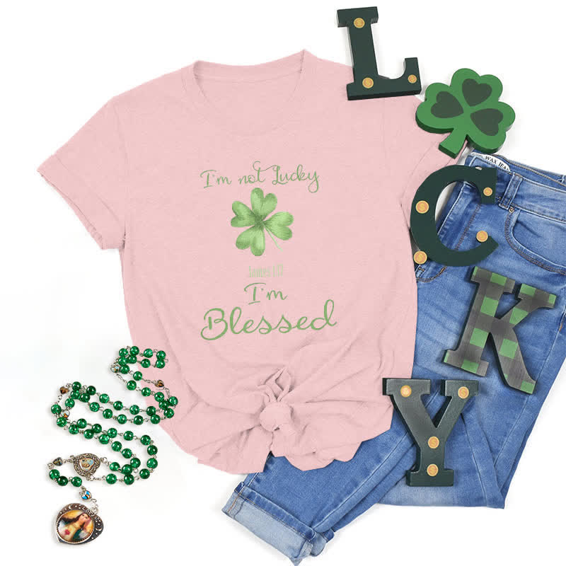 T-shirt Christianartworkshop « Je ne suis pas chanceux, je suis béni » inspiré par la foi - Rose - 2XL - image 23