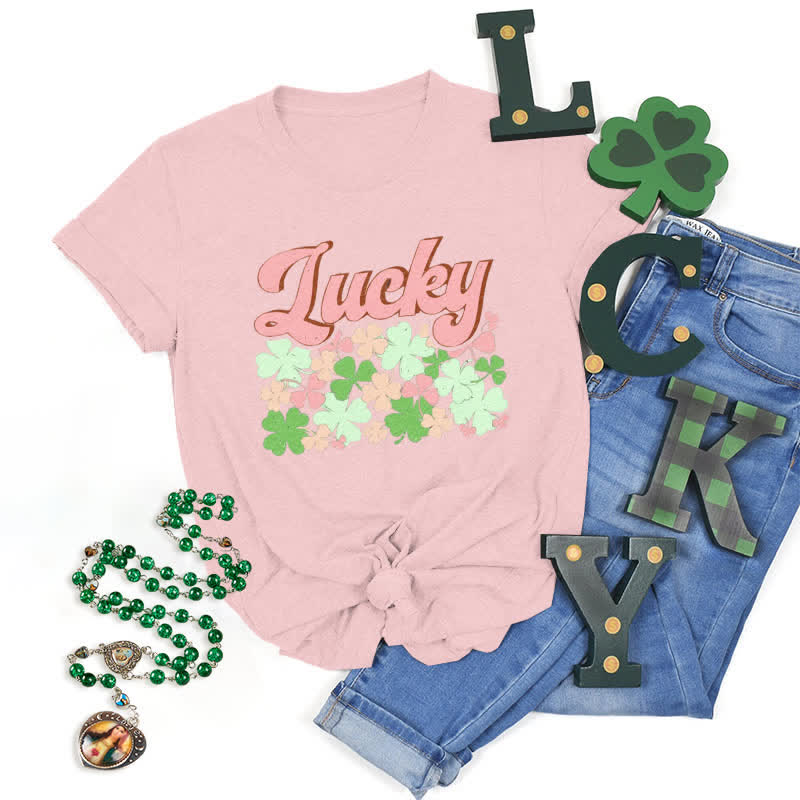 T-shirt Christianartworkshop « Embrasse la chance des Irlandais », inspiré par la foi. - Rose - 2XL - image 0