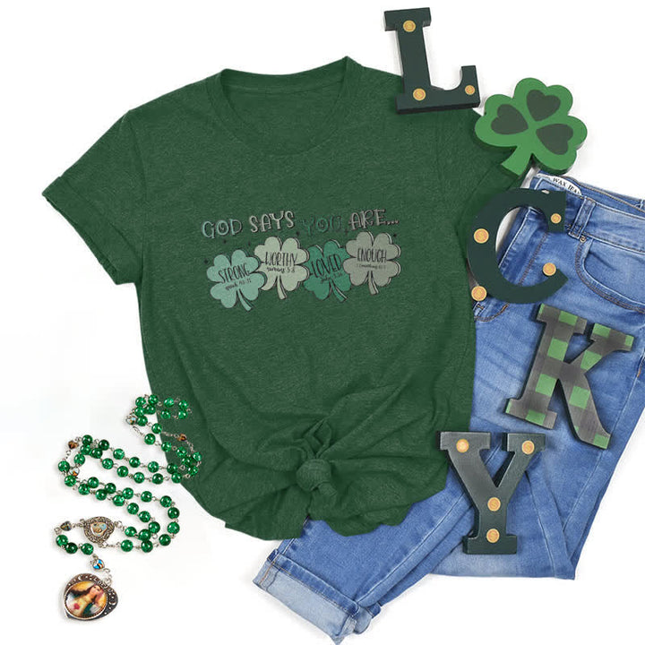 T-shirt Christianartworkshop Trèfle divin : Les promesses de Dieu, inspiré par la foi - Vert foncé - 2XL - image 14