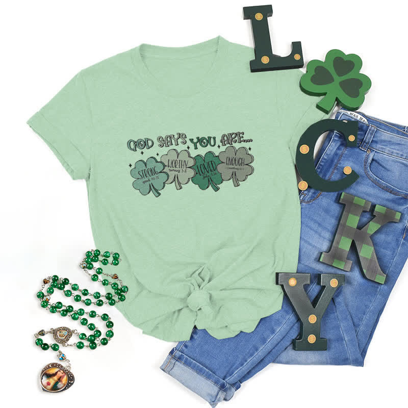 T-shirt Christianartworkshop Trèfle divin : Les promesses de Dieu, inspiré par la foi - Vert clair - 2XL - image 3