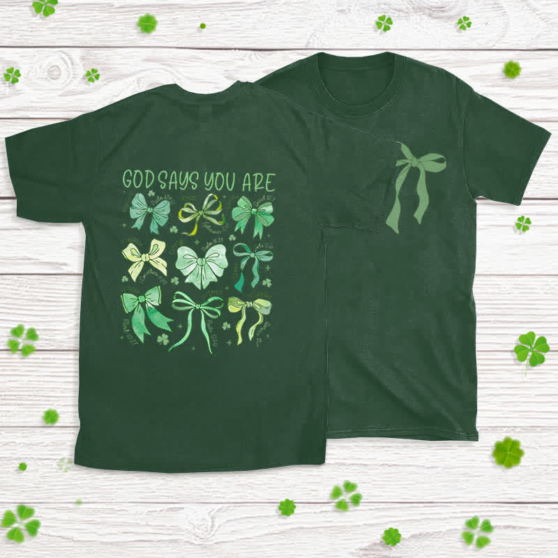 T-shirt inspiré par la foi, motif « Fils de la foi » et symboles de bénédiction, créé par Christianartworkshop - Vert foncé - 2XL - image 11
