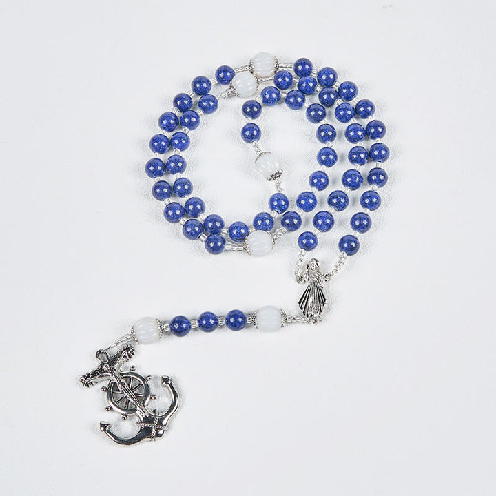 Christianartworkshop Chapelet de la Divine Miséricorde sur le thème de l'océan avec breloque ancre - Embarquez pour un voyage de foi avec le Christ - image 6