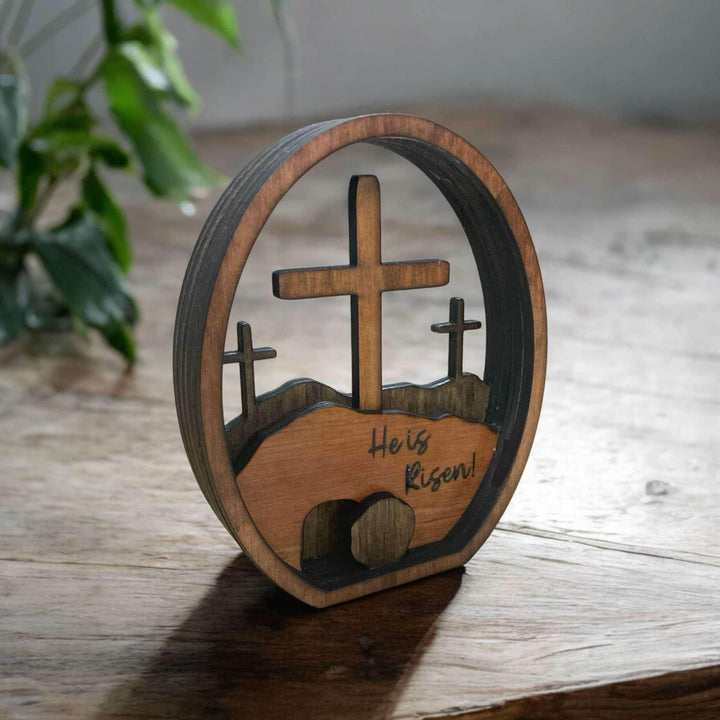Christianartworkshop Décoration de Pâques en bois « Il est ressuscité » - Célébrez la Résurrection - Il est ressuscité - image 0
