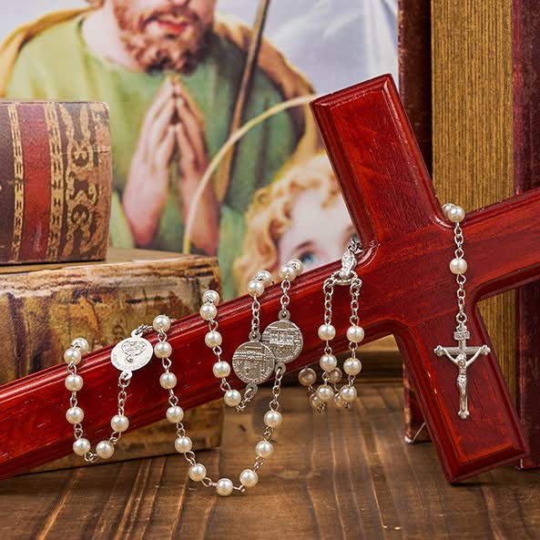 Christianartworkshop Chapelet en perles de 8 mm avec crucifix et Notre-Dame (3 couleurs) - image 3