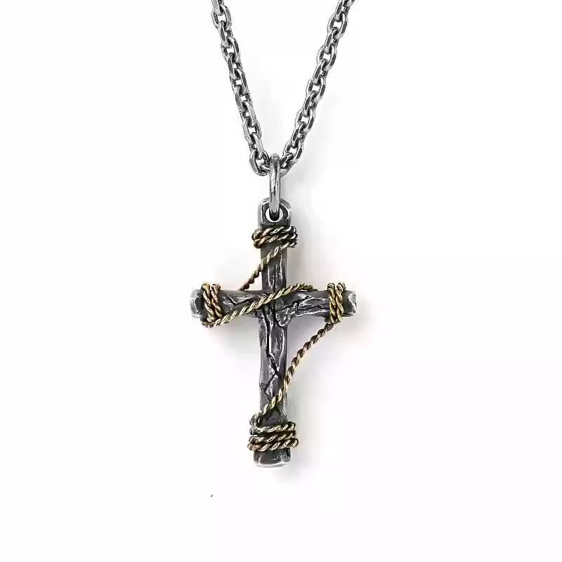 Christianartworkshop Collier croix exquis en argent sterling 925 et laiton forgé - image 5
