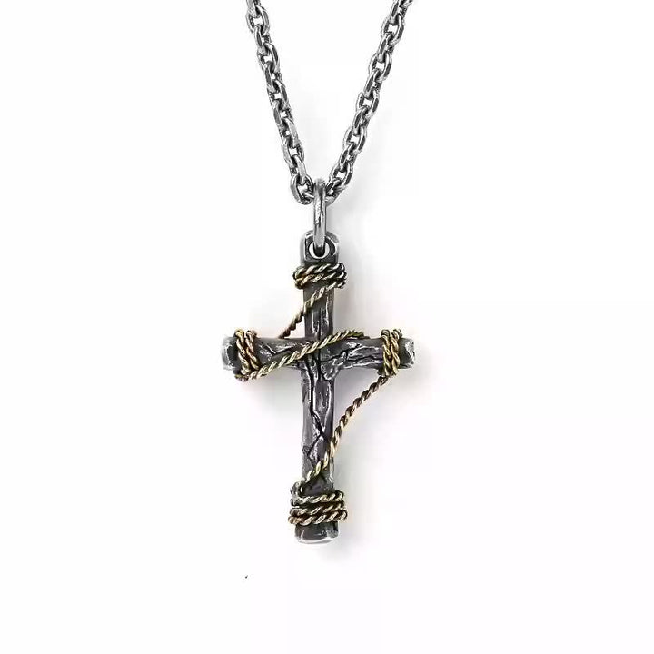 Christianartworkshop Collier croix exquis en argent sterling 925 et laiton forgé - image 5
