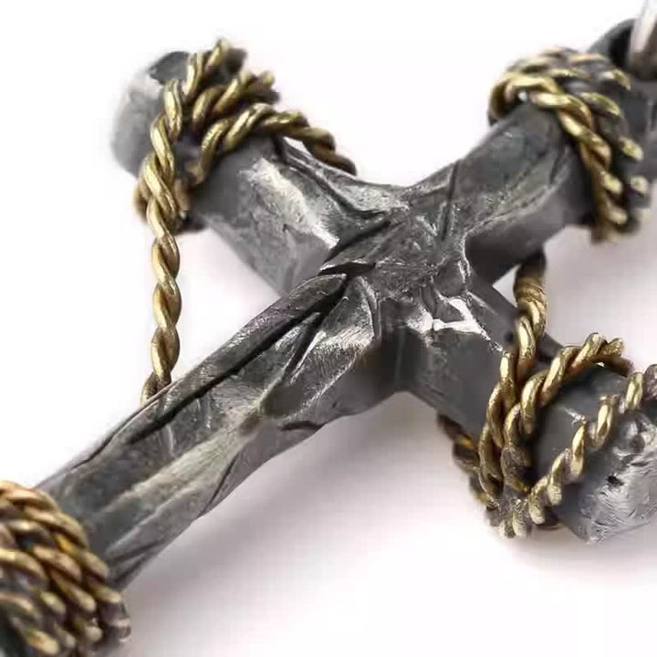 Christianartworkshop Collier croix exquis en argent sterling 925 et laiton forgé - image 2