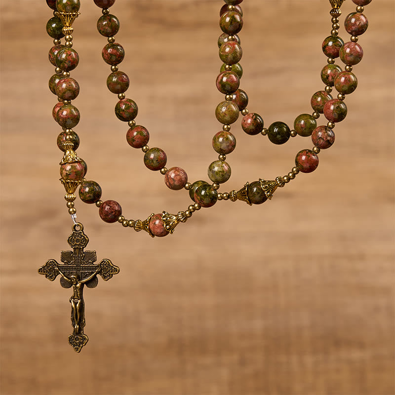 Christianartworkshop Jésus est le cadeau : Chapelet en pierre de chrysocolle fait main avec carte cadeau - image 8