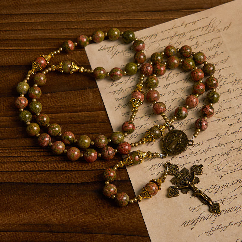 Christianartworkshop Jésus est le cadeau : Chapelet en pierre de chrysocolle fait main avec carte cadeau - image 6
