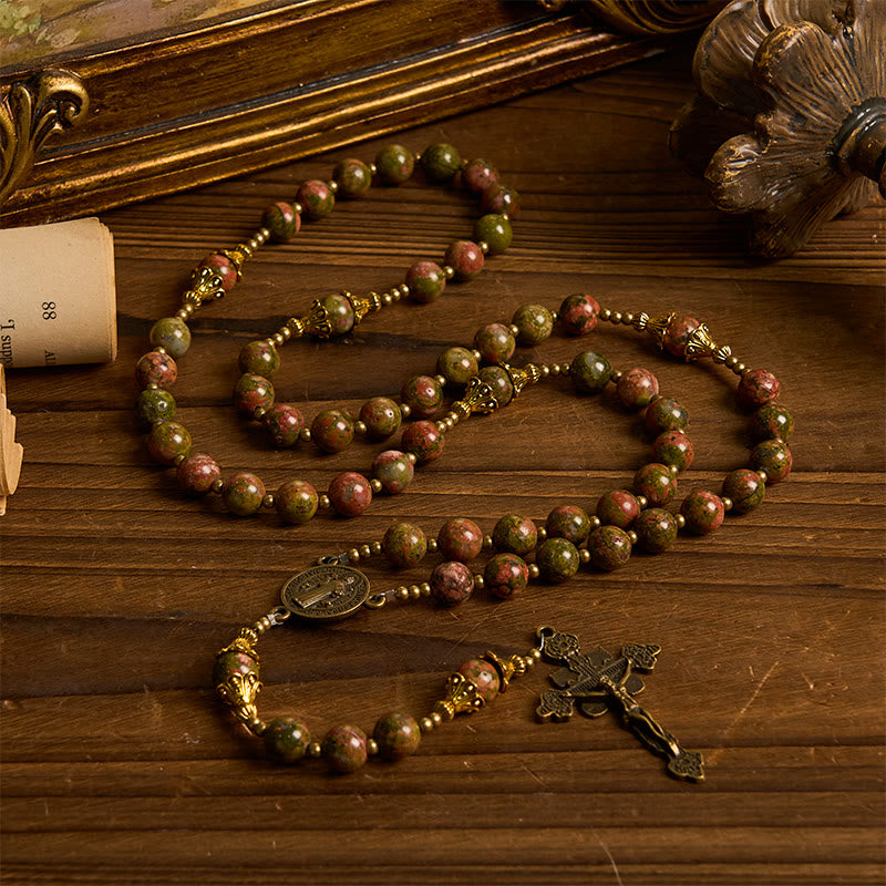 Christianartworkshop Jésus est le cadeau : Chapelet en pierre de chrysocolle fait main avec carte cadeau - image 15