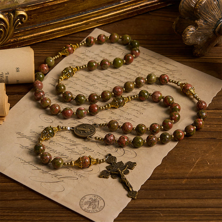 Christianartworkshop Jésus est le cadeau : Chapelet en pierre de chrysocolle fait main avec carte cadeau - image 7