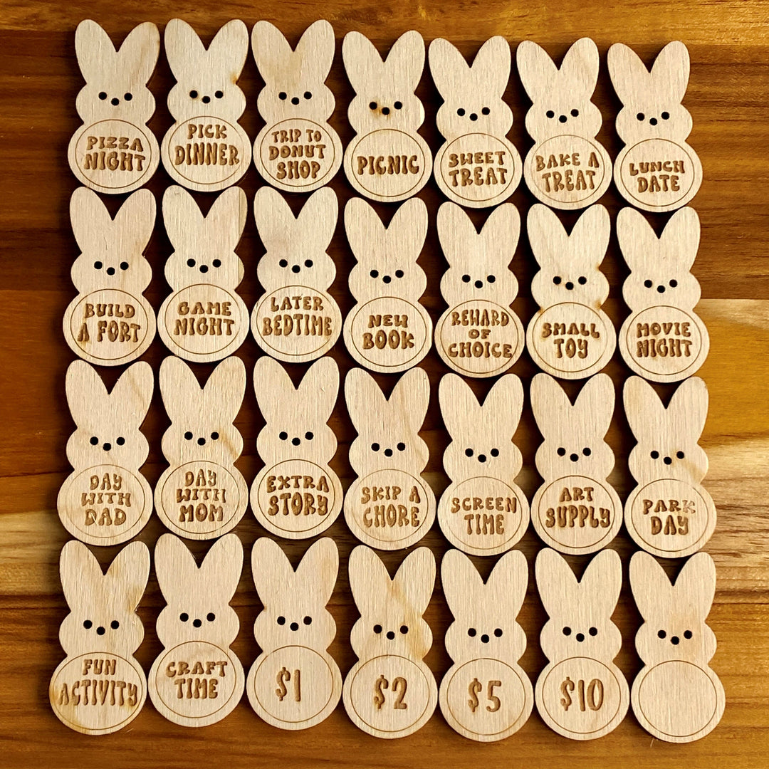 Christianartworkshop Jetons de Pâques en forme de lapin gravés, à glisser dans les œufs, avec des activités - image 3