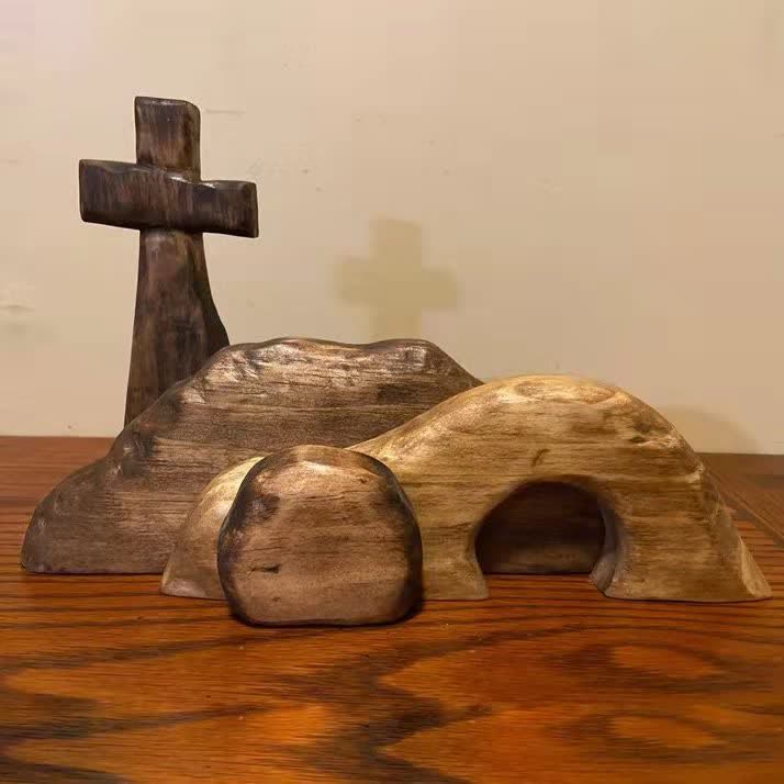 Christianartworkshop Tombeau vide en bois « Il est ressuscité » - Célébrez son triomphe - Il est ressuscité - image 0