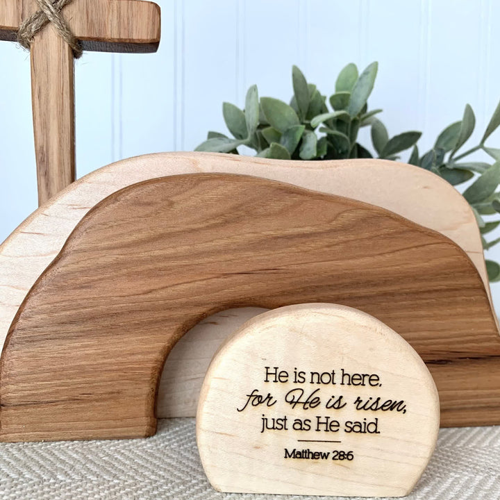 Christianartworkshop Il est ressuscité : Ensemble de décorations rustiques en bois pour Pâques avec versets bibliques - image 4