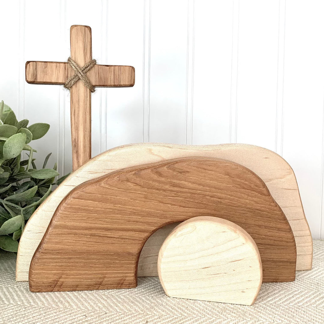 Christianartworkshop Il est ressuscité : Ensemble de décorations rustiques en bois pour Pâques avec versets bibliques - image 5