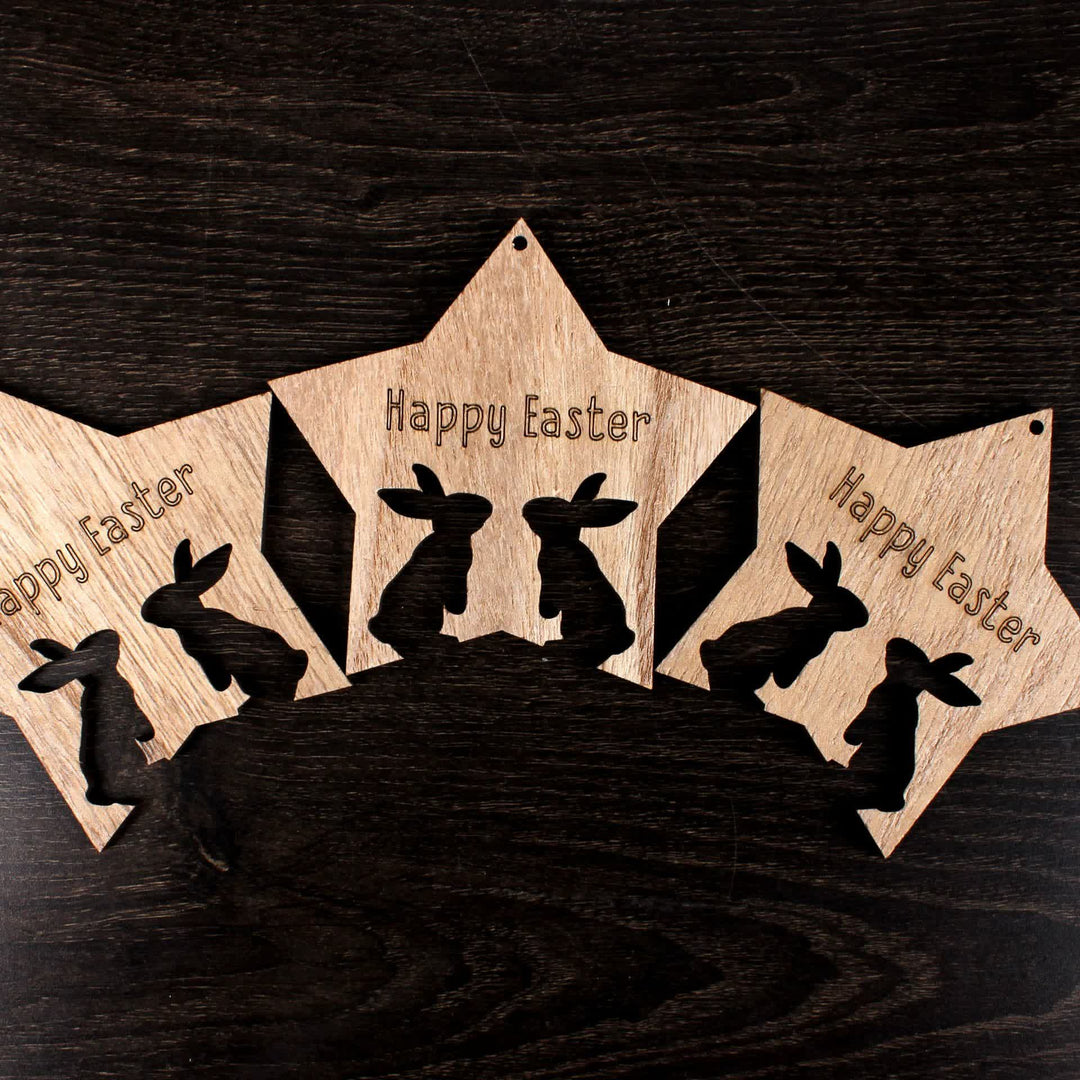 Christianartworkshop Étoile de Pâques rustique : Ornement suspendu silhouette de lapin - image 1